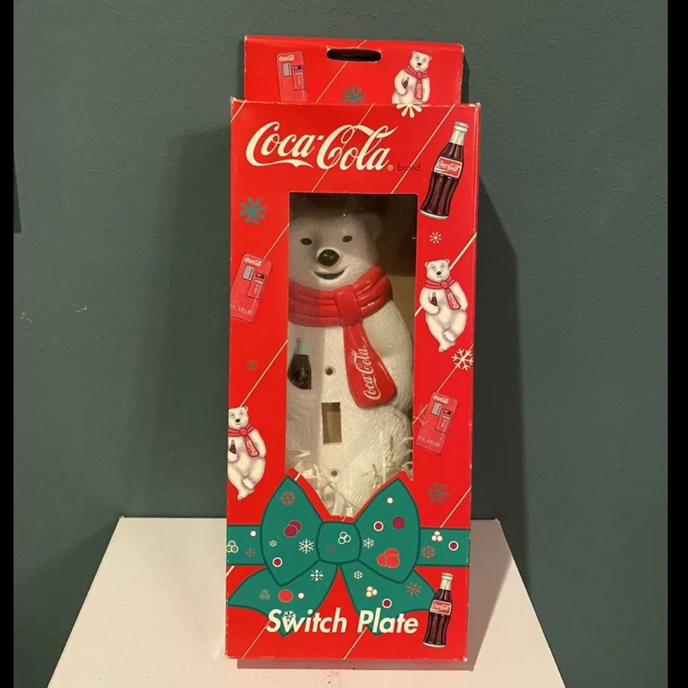 Vintage 1995 Coca Cola “Coke” Polar Bear 3 Dimensional Switch Plate in Box.